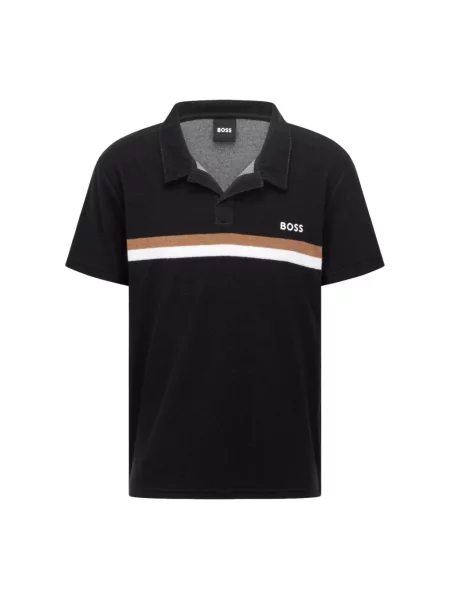 Koszulka polo Hugo Boss frotte czarna