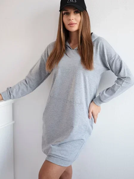 Bluza z kapturem Kesi z kapturem garniturowa szara