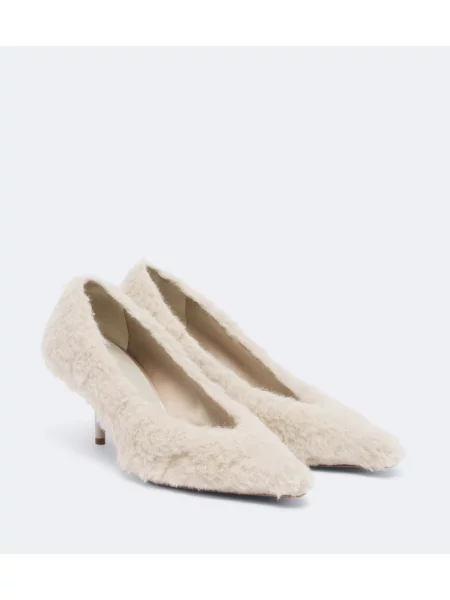 Pantofi cu toc Max Mara din piele de oaie alb
