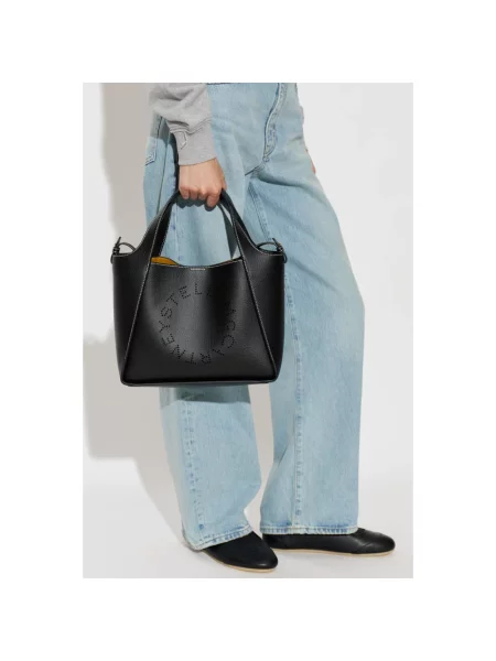 Torebka Stella Mccartney z logo skórzana czarna