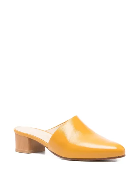 Papuci tip mules Anne Thomas din piele galben