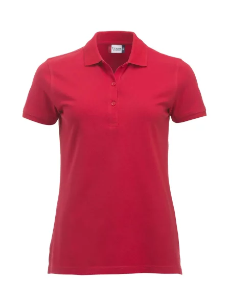 Clique Classic Marion S/S polo z bawełny nowoczesny krój – red czerwona