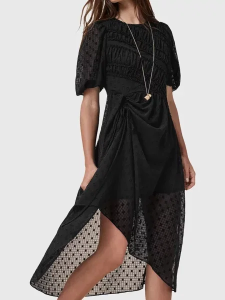 Платье миди Allsaints клеш черное