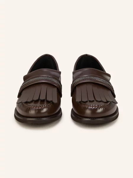 Brunello Cucinelli Loafersy Z Ozdobnymi Kamykami braun