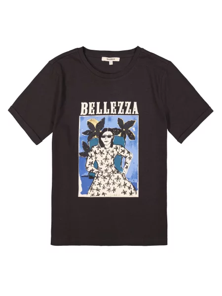 GARCIA Tricou albastru / verde închis / negru / natural alb