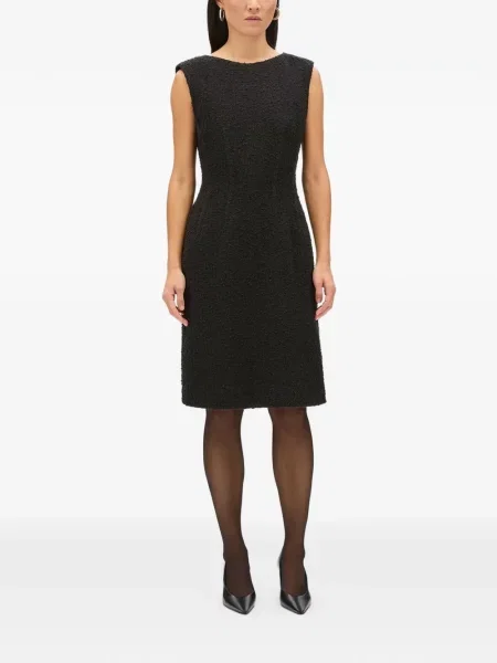 Rochie mini Another Tomorrow fără mâneci din tweed negru