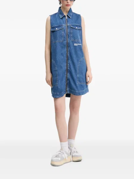 Дънкова рокля Karl Lagerfeld Jeans без ръкави синьо