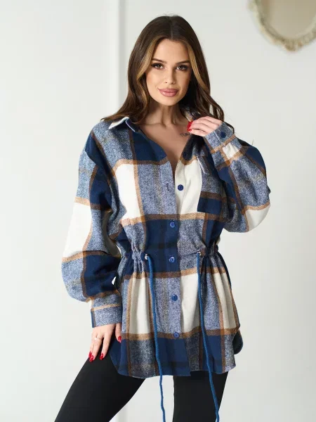 Шерстяная рубашка в клетку Issa Plus синяя