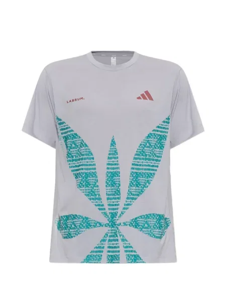 Ριγέ πλεκτός τοπ Adidas με αυτόγραφο γκρι
