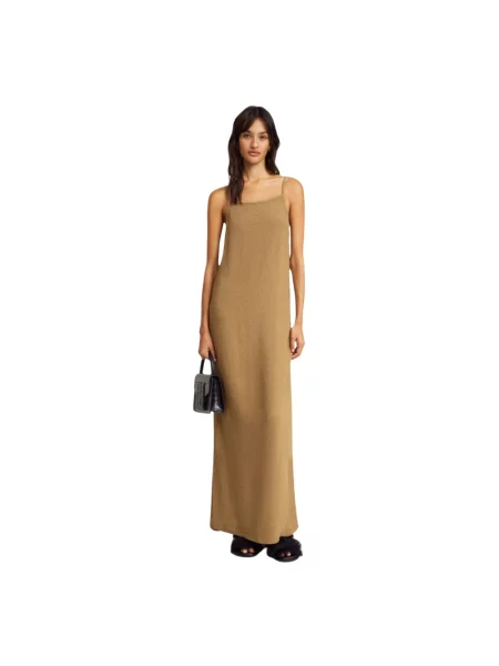 Lniana maksi sukienka maxi By Malene Birger beżowa