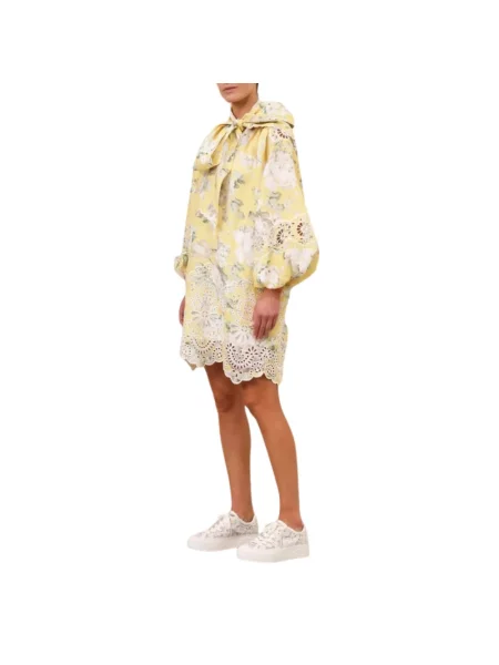 Sukienka mini Zimmermann wiązana żółta