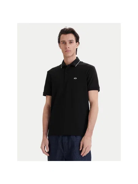 Armani Exchange Polo Regular Fit μαύρο