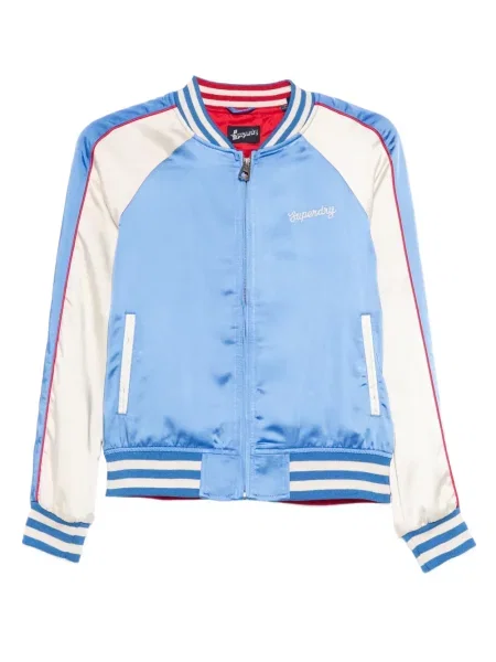 Geacă bomber Superdry cu dungi albastru