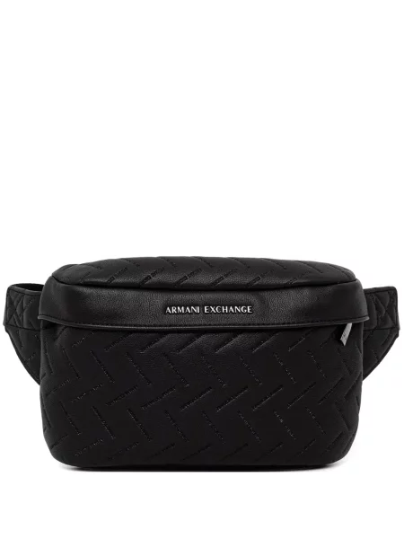 Matlasat curea Armani Exchange cu autograf negru