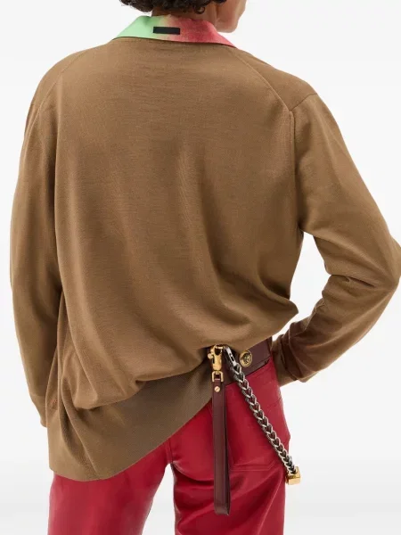 Cardigan Versace cu decolteu în V maro