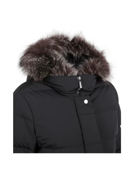 Lniany płaszcz Moorer z kapturem czarny