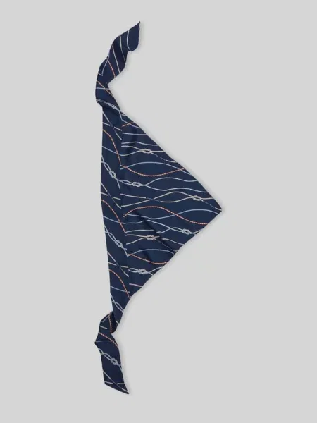 Chusta z czystego jedwabiu z napisem logo Tommy Hilfiger granatowa