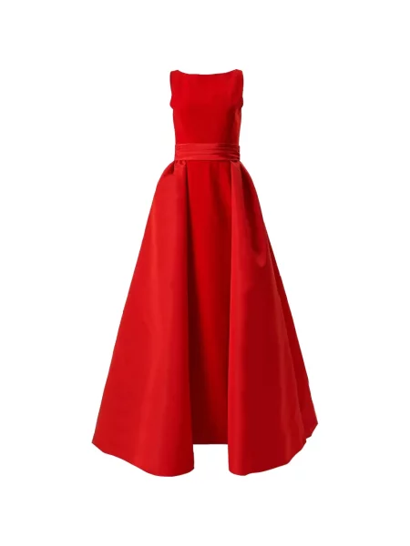 Rochie maxi Carolina Herrera fără mâneci cu decolteu în V roșu