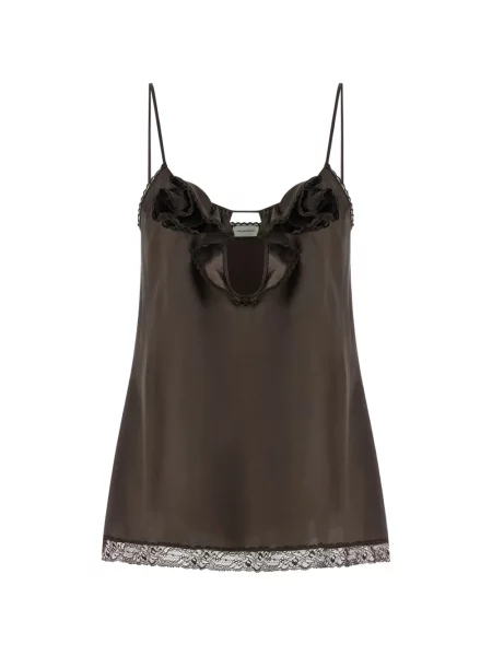 Top Magda Butrym de mătase cu volane maro
