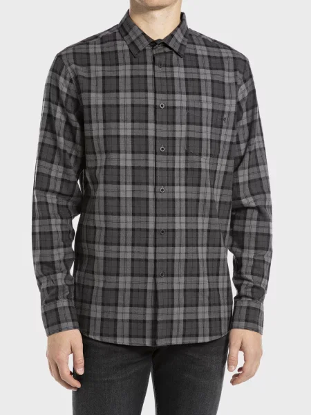 Картата сорочка Replay сіра