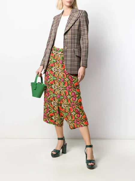 Květinové kalhoty Comme Des Garçons Pre-owned hnědé