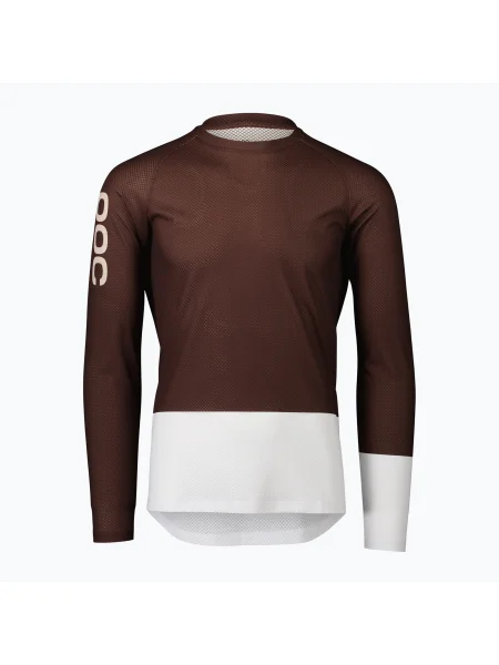 Мъжка колоездачна тениска с дълъг ръкав POC MTB Pure axinite brown/hydrogen white бяло