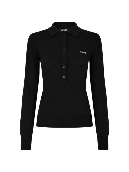 Tricou polo Rotate Birger Christensen cu autograf negru