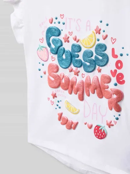 Damski t-shirt o kroju regular fit z nadrukiem z napisem Guess biała