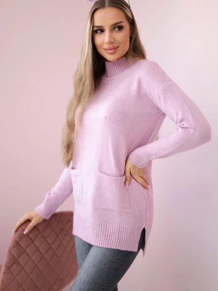 Sweter Kesi ze stójką fioletowy