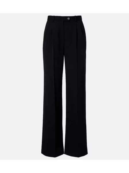 Pantaloni The Row de lână negru