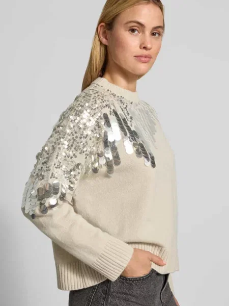 Sweter o kroju regular fit z czystej wełny model Calcio' Marella biały