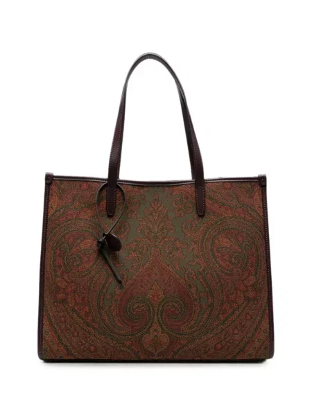 Geantă shopper Etro cu imagine cu model paisley maro