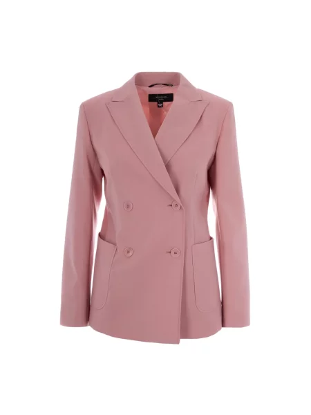 Podróż marynarka Weekend Max Mara wełniana z klapą różowa