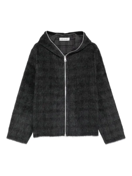 Кариран суичър с качулка Our Legacy сиво