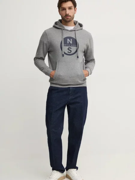 Кофта North Sails з капюшоном з принтом сірий