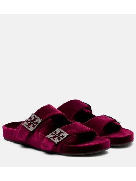 Sandale Tory Burch de catifea bordo