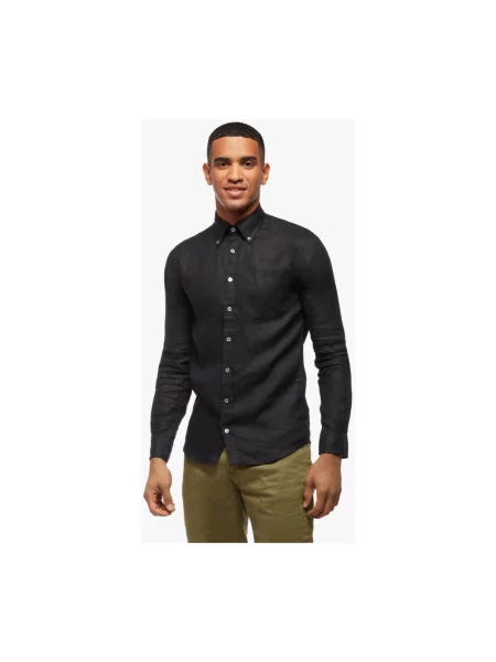 Lniana koszula Brooks Brothers czarna