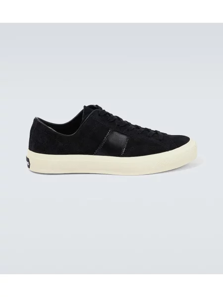 Sneakerși Tom Ford din piele de căprioară negru