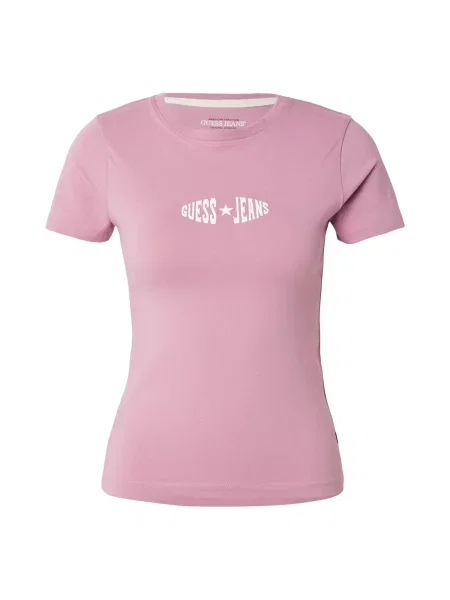 GUESS JEANS Tricou roz pal alb