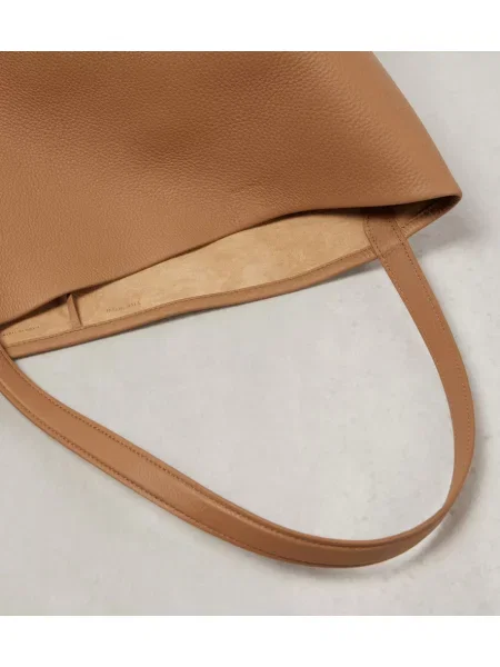 Geanta de piele The Row din piele bej