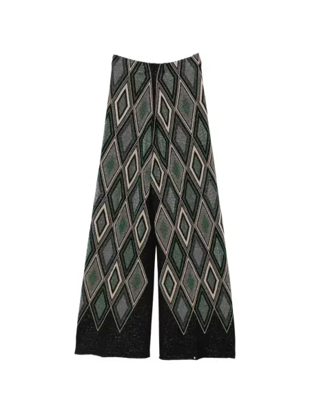 Pantaloni palazzo Circus Hotel cu model argyle negru