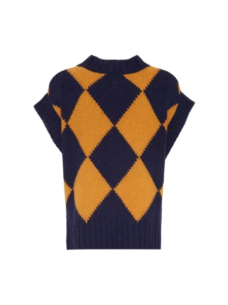 Dzianinowy sweter La Doublej z wzorem argyle
