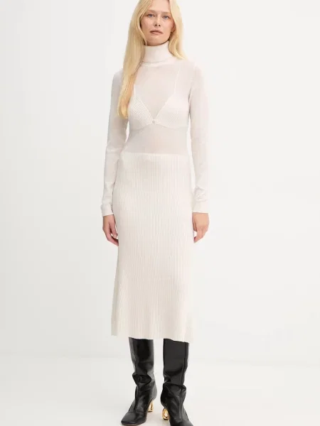 Elisabetta Franchi rochie cu lână bej