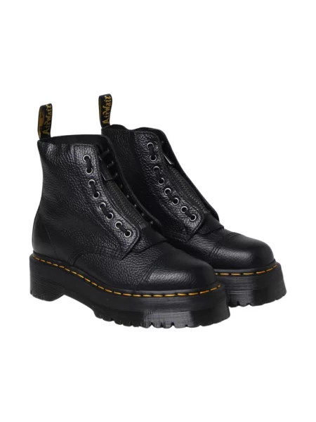 Botki Dr. Martens skórzane na platformie czarne