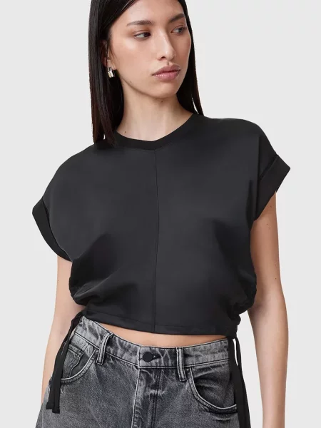 Halenka AllSaints MIRA SATIN hladká černá