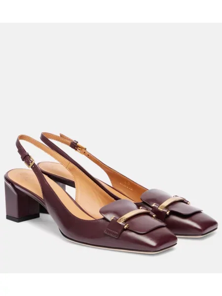 Pantofi cu toc Tod's din piele slingback bordo