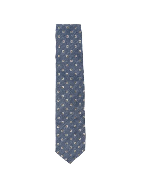 Cravată Barba cu imprimeu geometric albastru