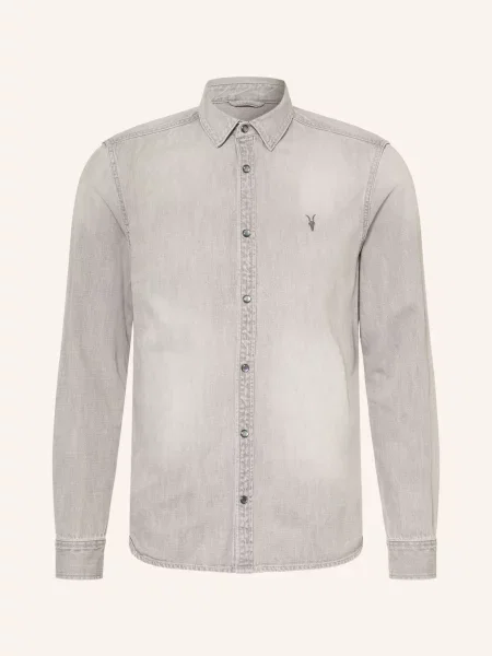 Allsaints Džínová Košile Gleason Extra Slim Fit světle šedá