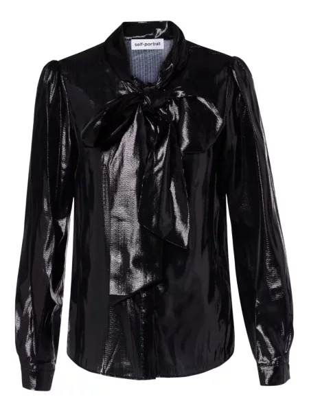 Bluză cu fundă în formă de vulvă Self-portrait cu funde negru