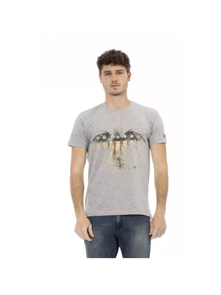 Koszulka Trussardi casual z okrągłym dekoltem szara